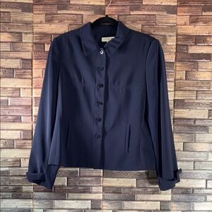 EUC Amanda Smith Petites Women Size 12P Black Button Blazer Jacket
